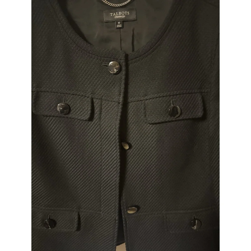 Talbots‎ Black Textured Collarless Blazer Women's Size 10